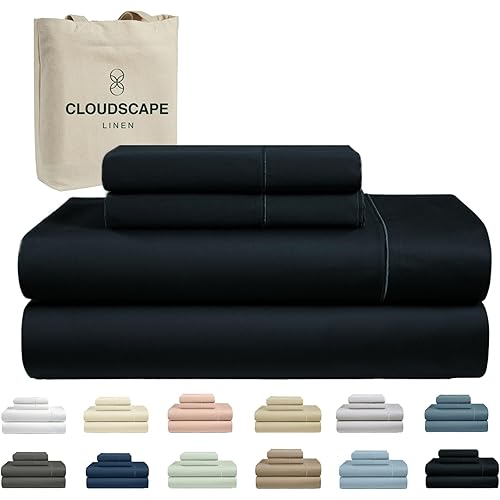 100% Egyptian Cotton Sheets Full Size, 4 Pieces Luxury Bedding Set, 1000 Thread Count Egyptian Cotton,Hotel Quality, Silky Soft, Breathable and Durable, Deep Pockets up to 17, Black