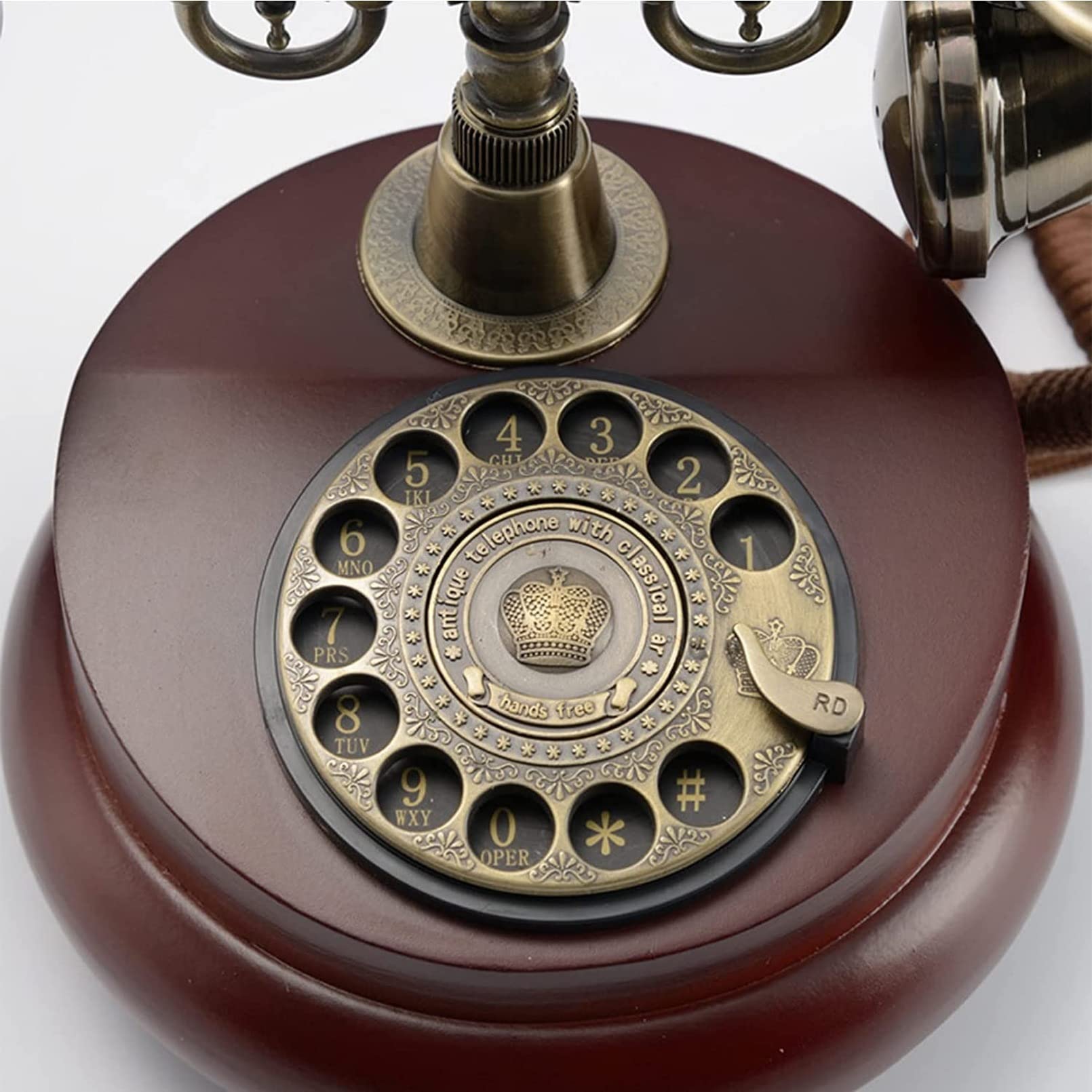 WangXLDD Dekoracja telefonu czerwony retro staromodny obrotowy telefon z tarczą vintage, mechaniczny telefon stacjonarny telefon stacjonarny na biurko do domu, biura, baru, hotelu