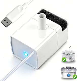 PETTEN Pet Water Fountain Replacement Pump for Glass,Stainless Steel | Designed with LED Light,Super-Quiet Below 20dB，Easy to Install & Clean,Compatible with Glass,Stainless Steel