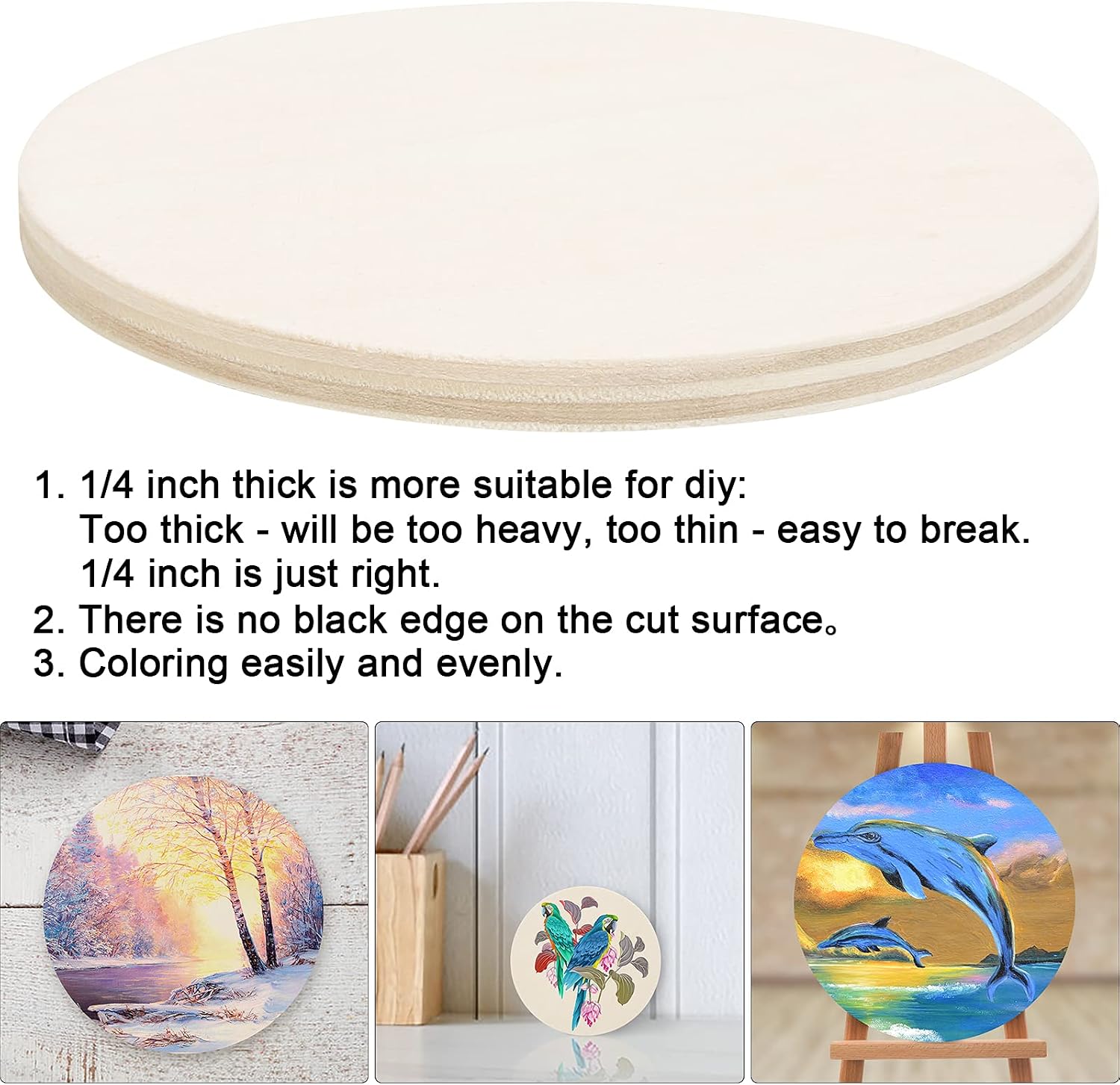 Unfinished Wood Circle for Crafts, 24 Pack 4 Inch Thick Blank Wood Rounds Wood Slices for Crafts, Home Decor, Door Hanger, Door Design, Wood Burning