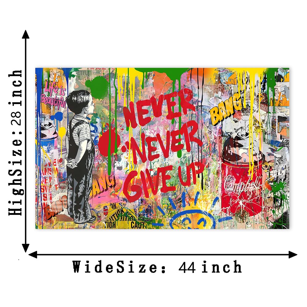 Amazon.co.jp: Never Give Up グラフィティ キャンバス ウォールアート