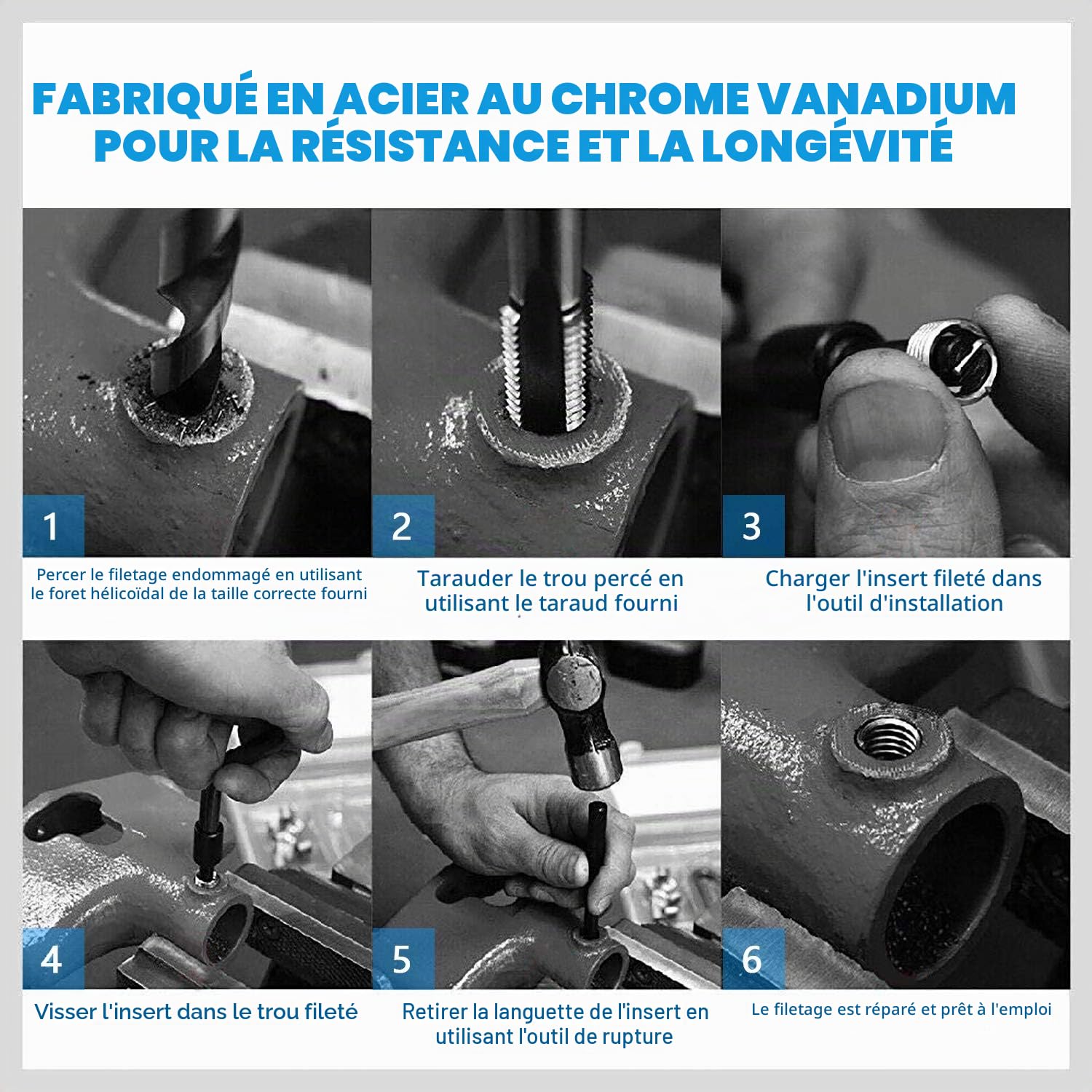 CCLIFE Douille filetée de réparation de Filetage, 131 Pièces M5 M6 M8 M10 M12