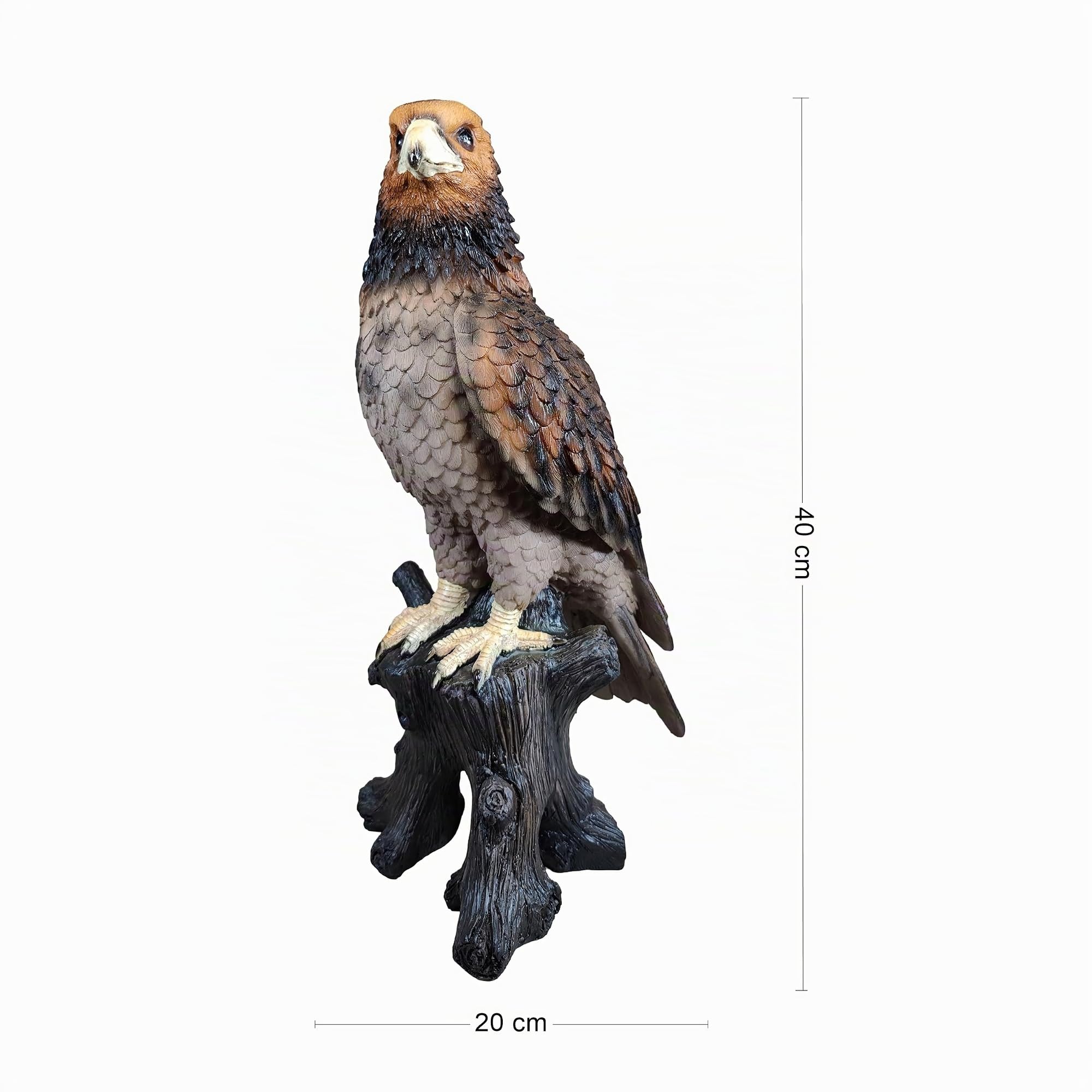 colourliving Adler Figur XXL und XL, Gartenfigur auf Baumstamm als Deko Greifvogel für Garten Terrasse Balkon und Wohnbereich (XL)