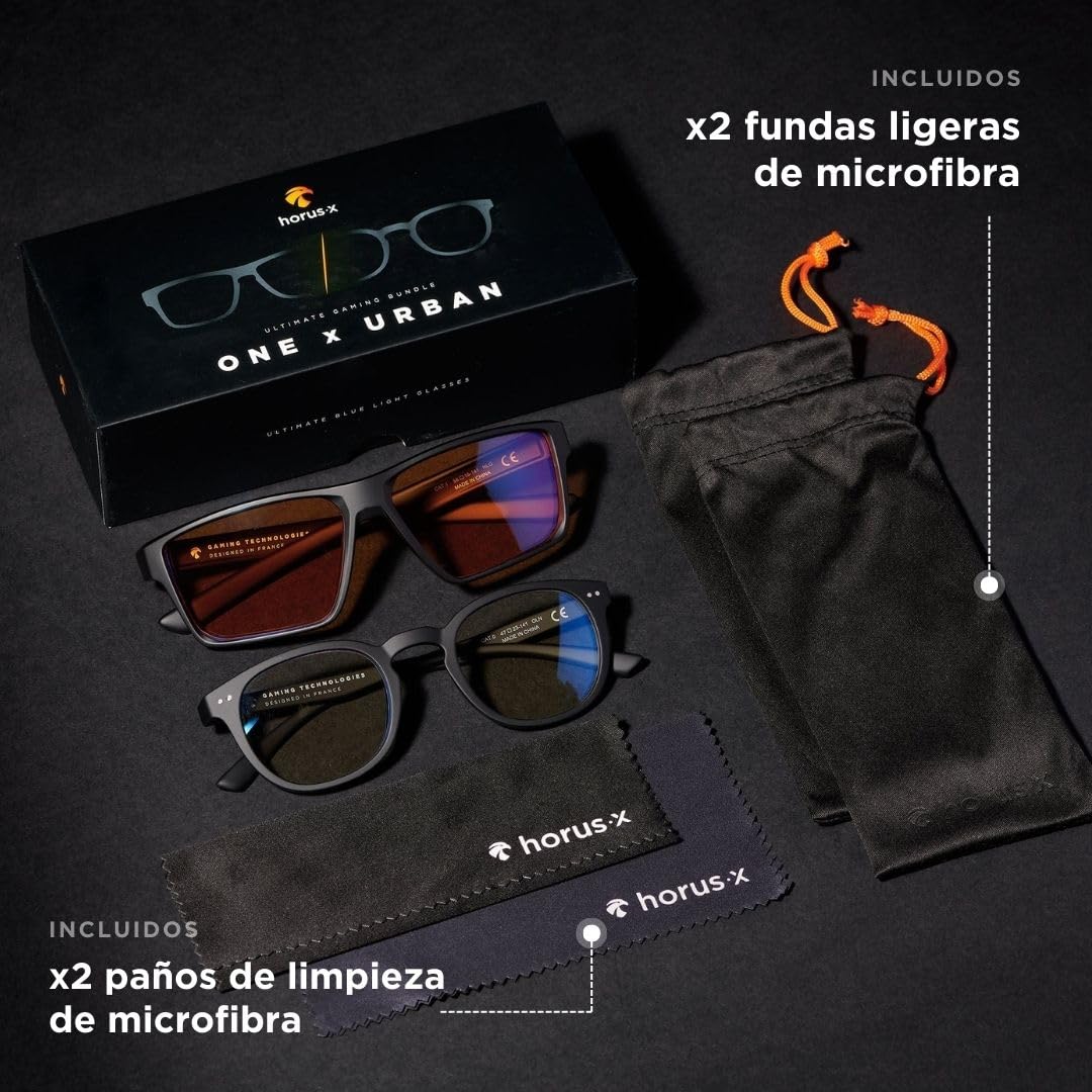 Horus X - Gafas anti luz azul protectoras con filtro de descanso para Consola de Videojuegos Computadora PC - Accesorio Gaming Hombres y Mujeres
