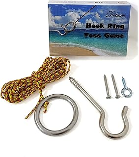 JAC&MOK Hook and Ring Toss Games Outdoor Indoor Games-Hardware and Nylon String Ring Toss Toys