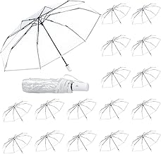 16Pcs Clear Wedding Umbrellas Portable Folding Umbrella Automatic Open Close Windproof Rain Umbrella for Outdoor Bride Shower Party Supplies