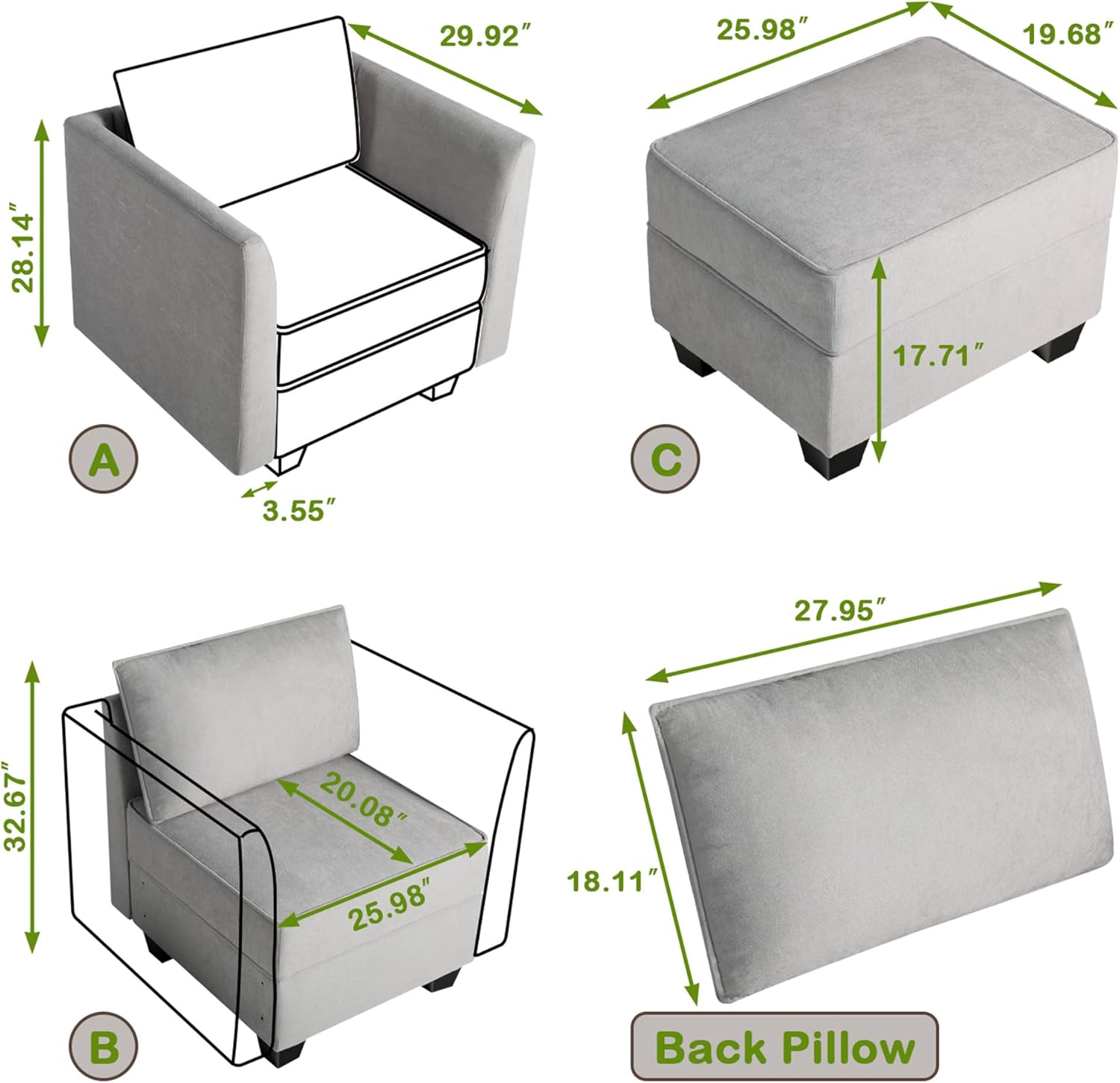 Buy STHOUYN Comfy L Shaped Modular Couch Sectional Sofa Set, Sectionals Sofas for Living Room