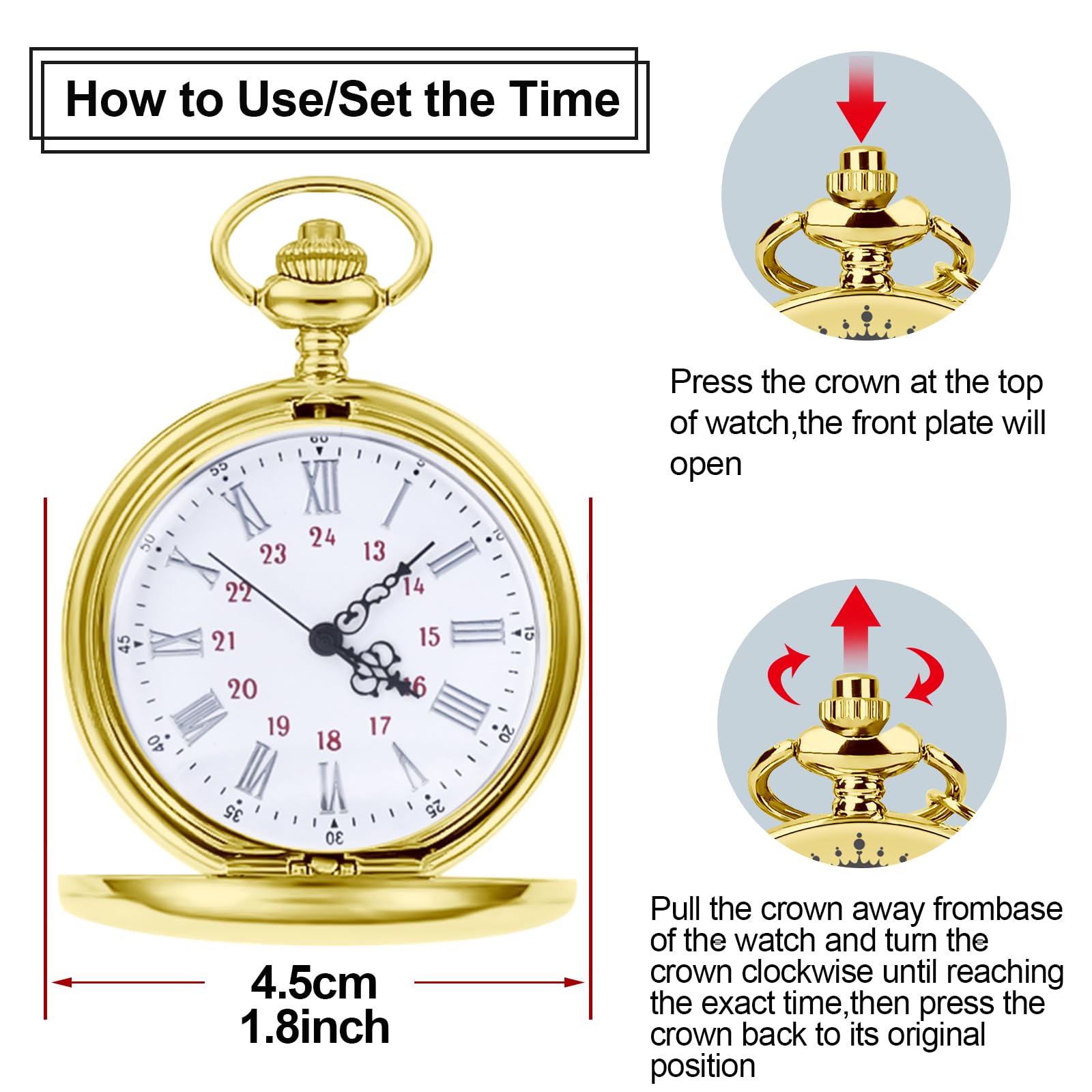 KUCHEY Fathers Day Dad Gifts from Daughter Son, Birthday Gifts for Grandpa Husband Step Dad Personalized Pocket Watch with Chain