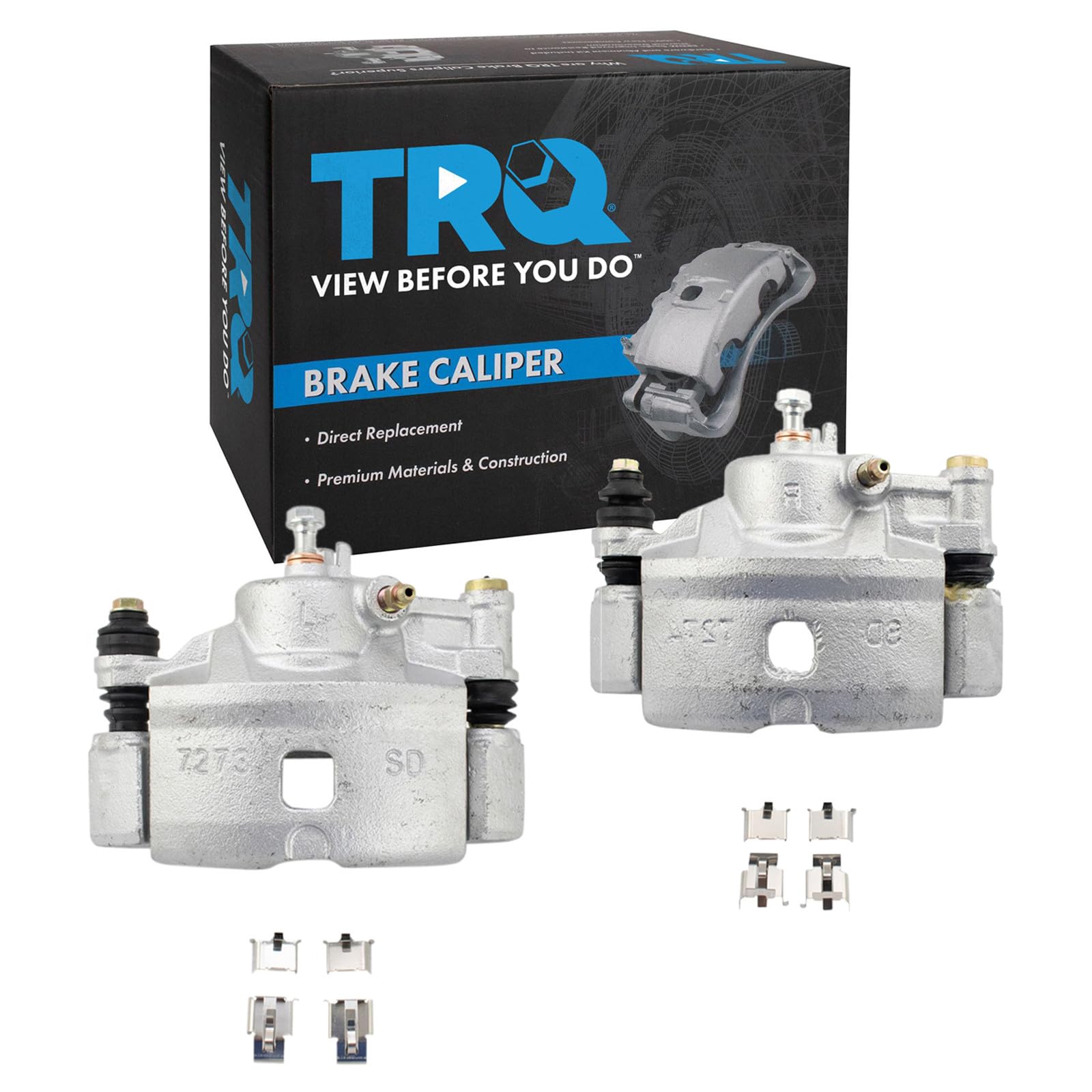 TRQ Front Driver and Passenger Side Brake Caliper Set Caliper Brackets