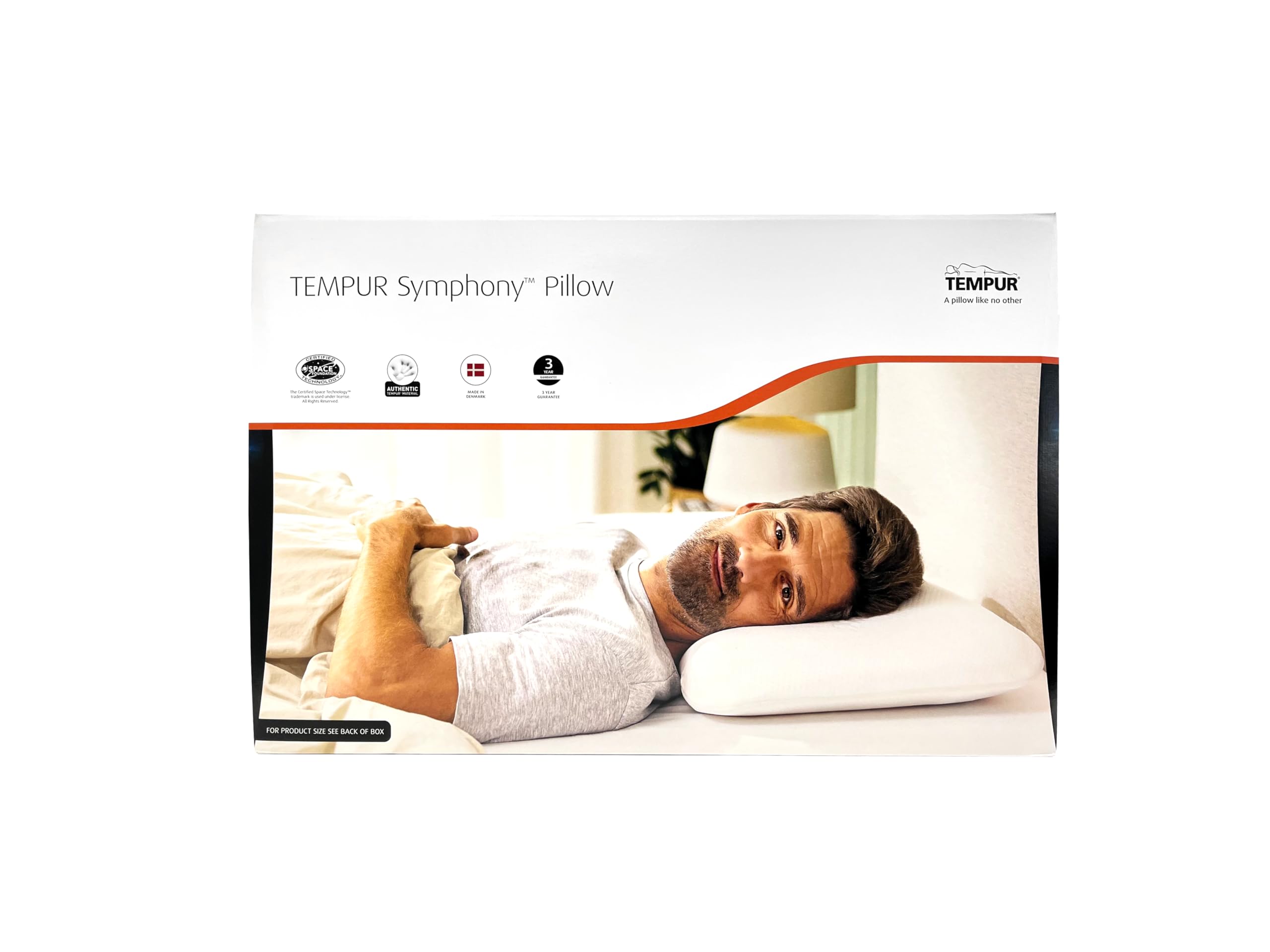 TEMPUR Symphony Oreiller S (63 x 43 x 11 cm), Oreiller de Soutien de la Nuque Ergonomique en Mousse à mémoire de Forme pour Les dormeurs sur Le Dos et sur Le côté, Sensation Ferme