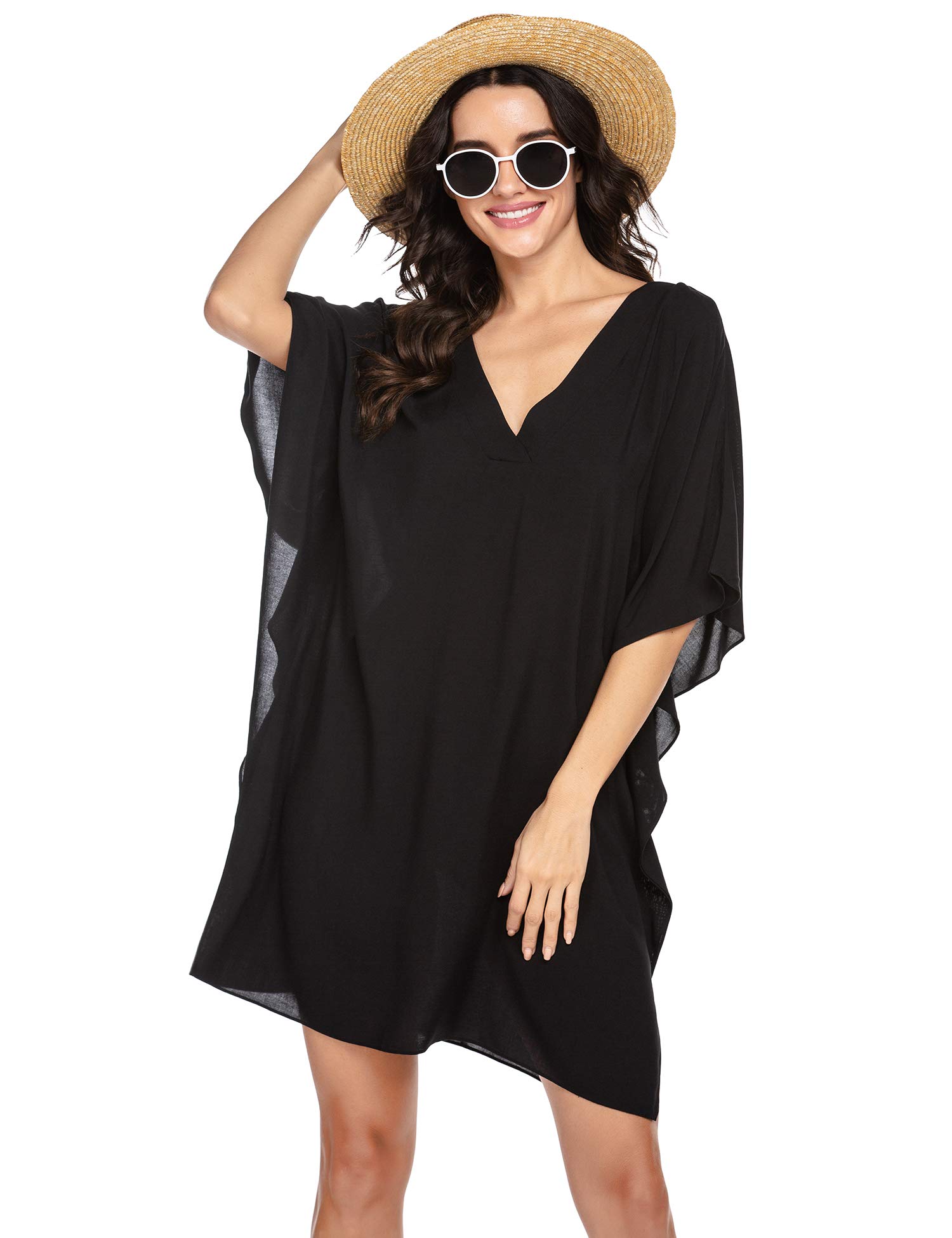 EkouaerSwimsuit Coverup for Women Bathing Suit Cover ups Plus Size Beach Dress Soft Bikini Tunic Top S-XXL