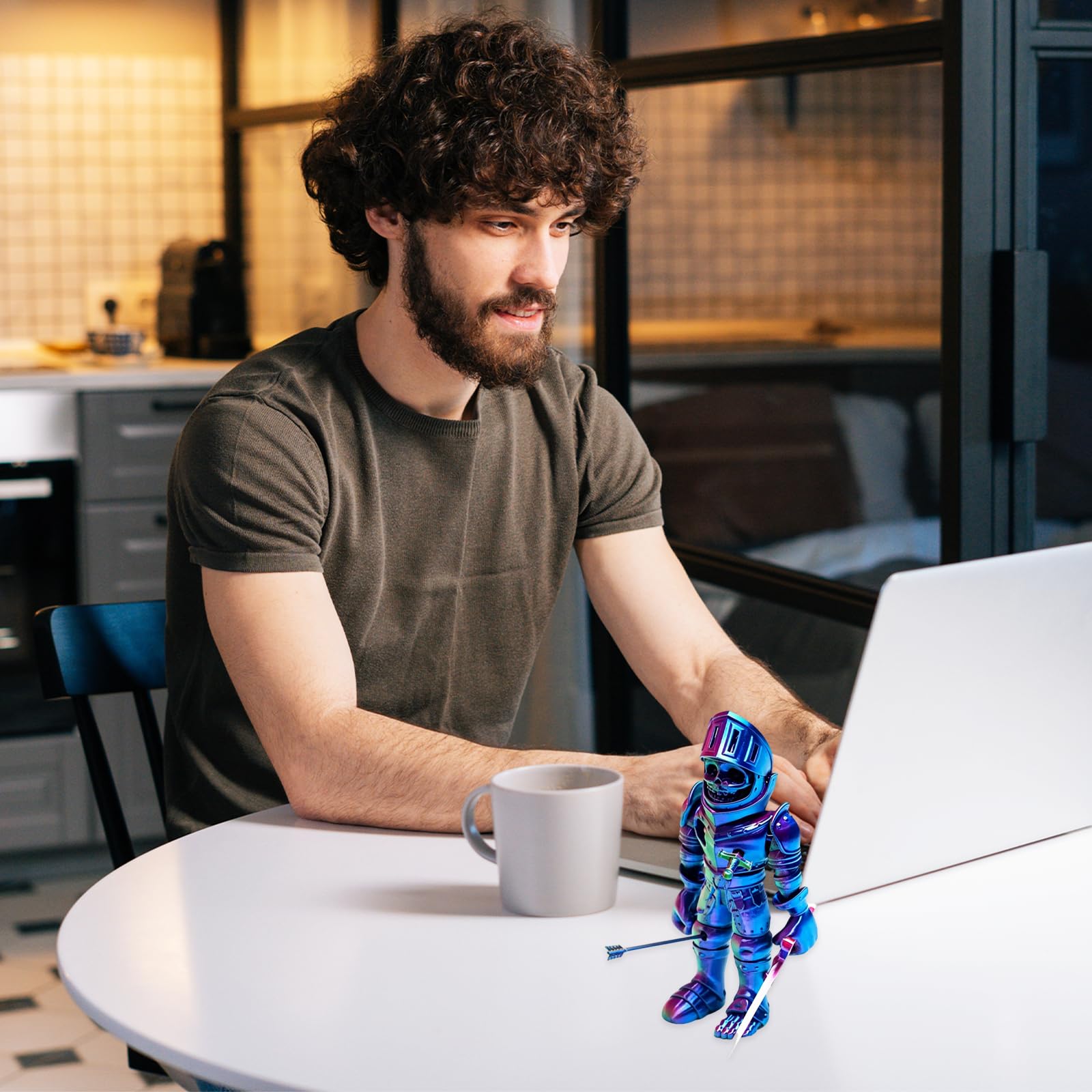 3D-gedruckte Skelett-Krieger-Figur, gelenkfrei, Skelettritter, Sammelfigur, perfekt als Dekoration für Zuhause und Büro