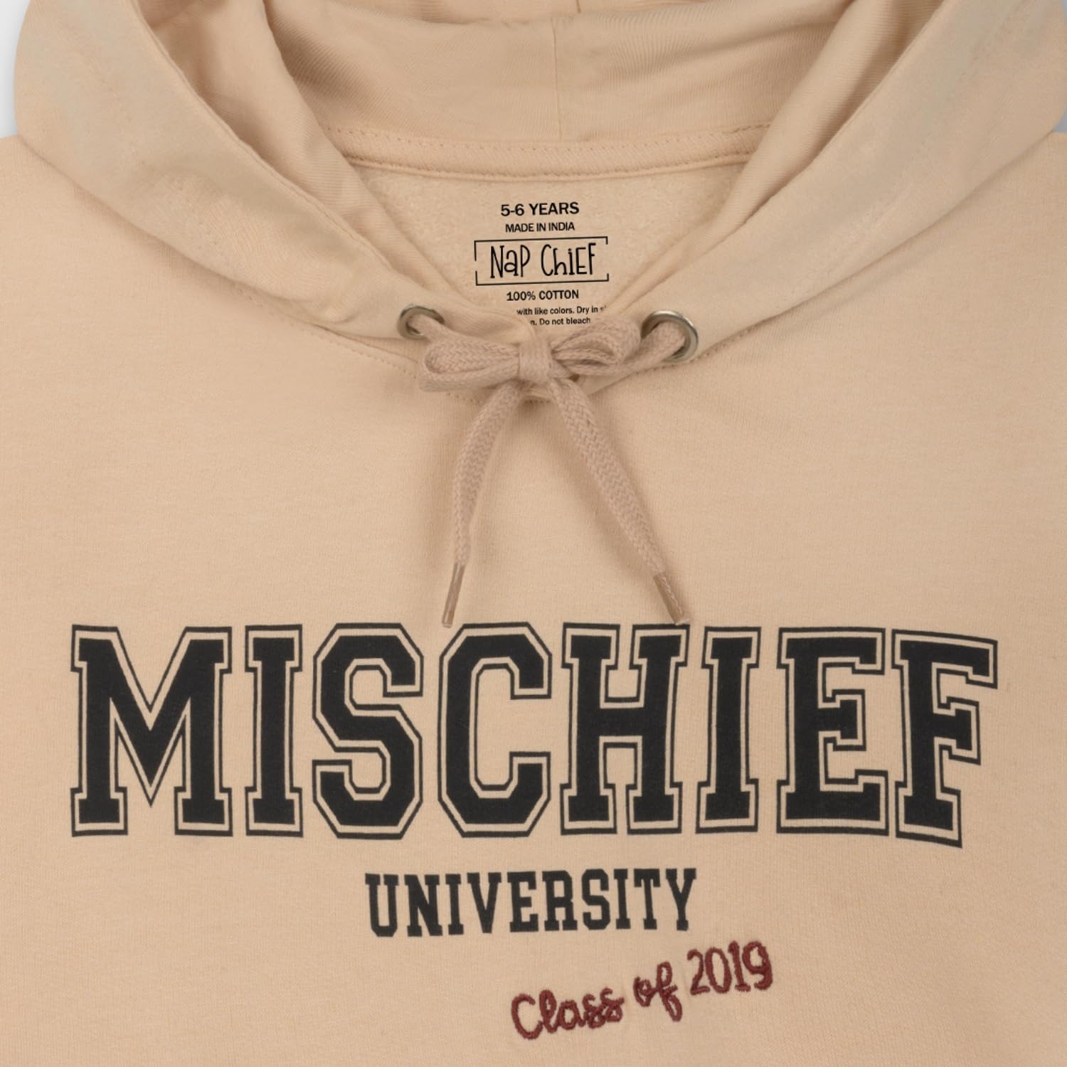 Nap Chief Unisex Baby Regular Fit Mischief University Hoodie - (NC1141M_Light Brown_18-24 Months) 1
