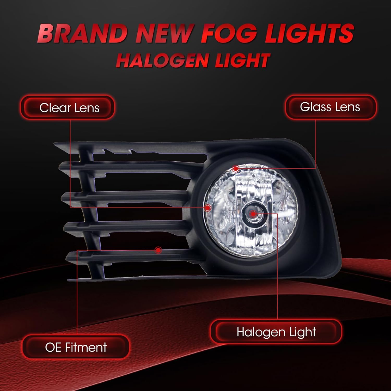 Fog Lights Assembly Replacement For Toyota Prius 2004-2009 With 9006 12V 55W Halogen Bulbs Included Switch And Wiring Kit(Clear Lens)