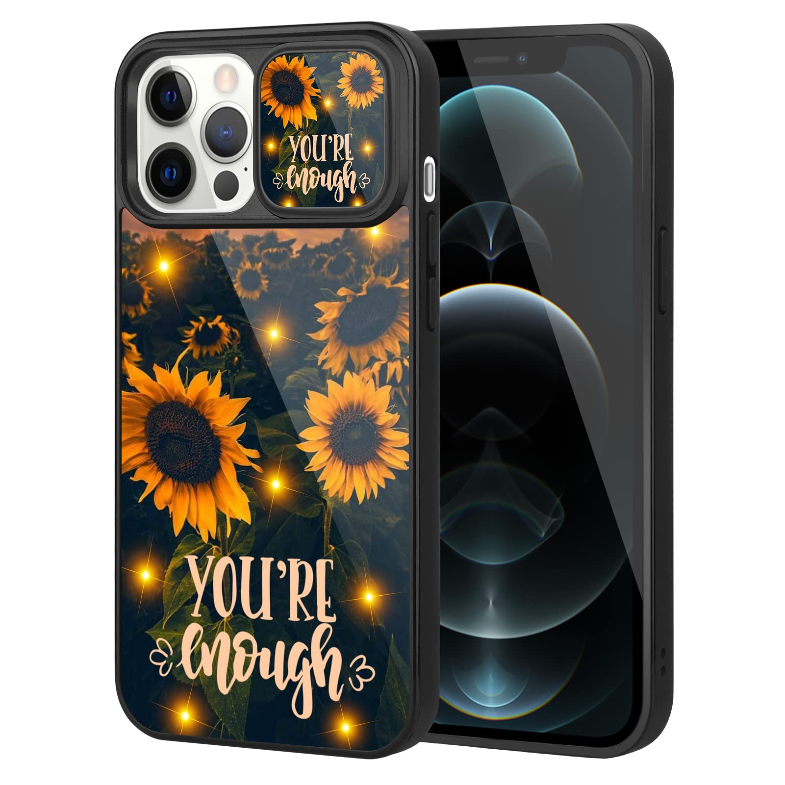 OOK Sunflower iPhone 12 Pro Max Case for Women Girls with Camera Protection,Slim Shockproof Anti-Scratch Protective Sunset Sunflower Case for iPhone 12 Pro Max 6.7In