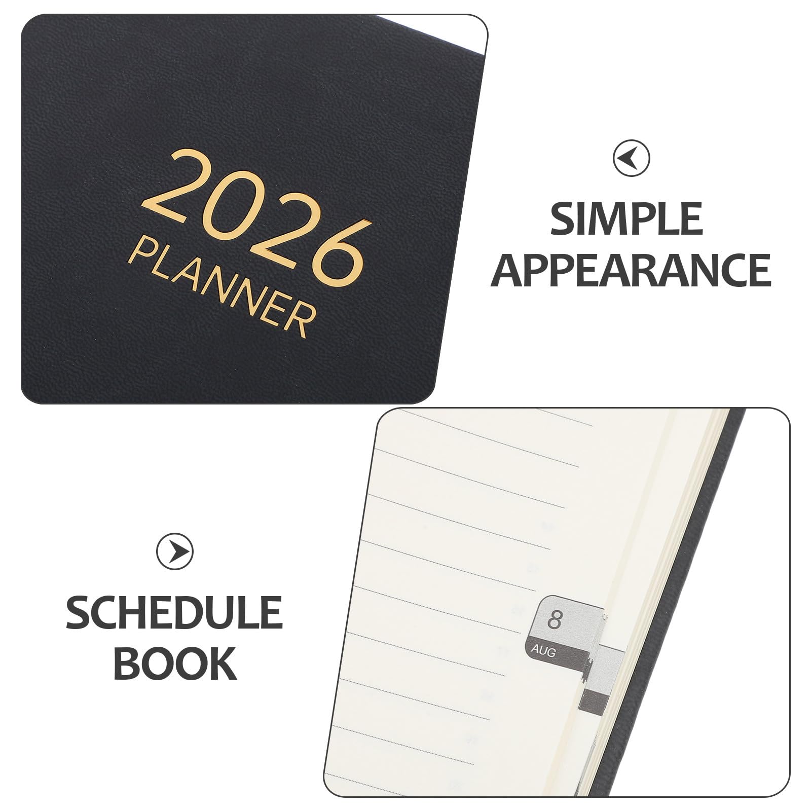 Planner 2026 A5 con Fascia Elastica, Agenda Giornaliera Settimanale Mensile, Quaderno Portatile per Ufficio, Scuola e Viaggio, Diario di Pianificazione con Copertina Similpelle