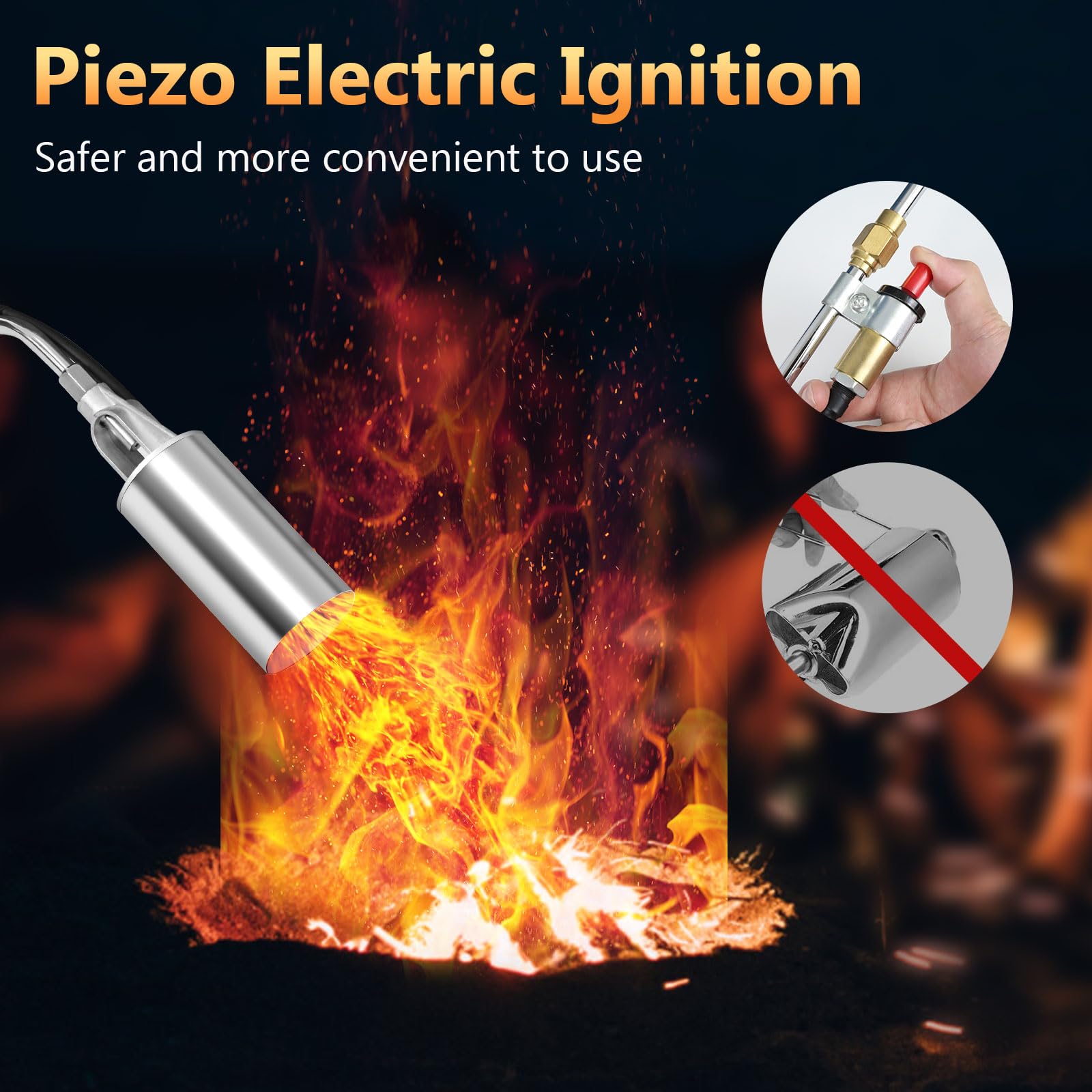 Kit de quemador de malezas de propano, 2 en 1, seccional de 37.5 pulgadas, extendido, sin doblar, 1.800.000 BTU, lanzallamas resistente con encendido automático, manguera de 10 pies y adaptador