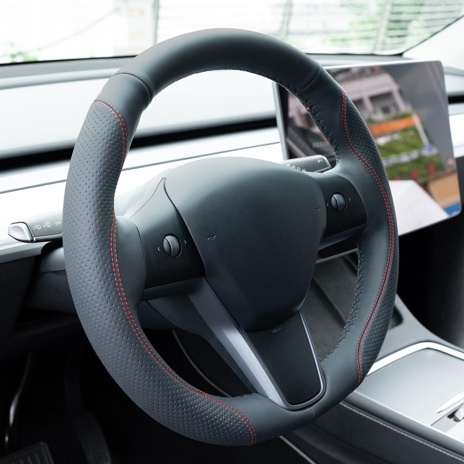 MEWANT - Funda de Volante Cosida para Tesla Model 3 y Tesla Model Y