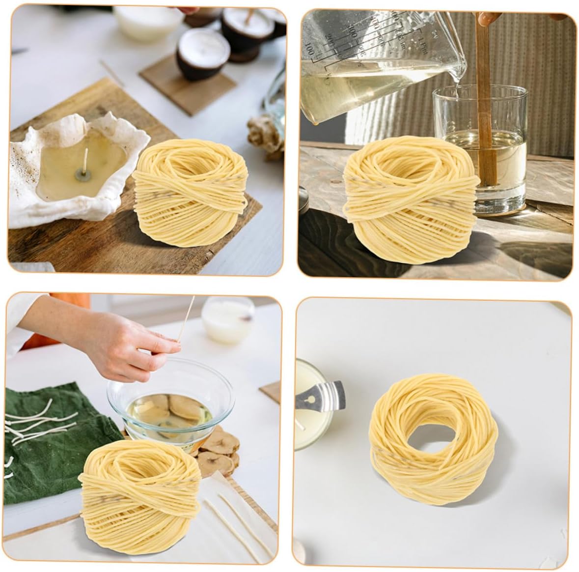 Gatuida 2pcs DIY Candle Wicks 2mm Light Color Flax Rope Roll 30 Meters for Wax Candle Making Supplies Home Crafting and Family Activities