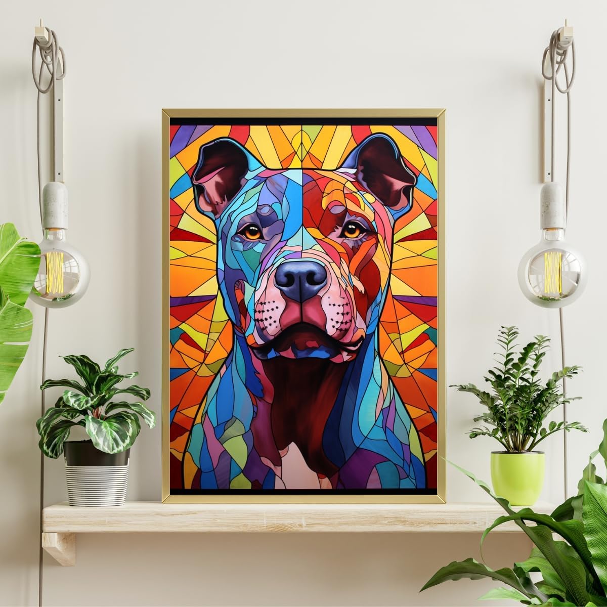 Stained Glass Pit Bull Jigsaw Puzzle 300/500/1000 Piece (1000pc (50×75cm))