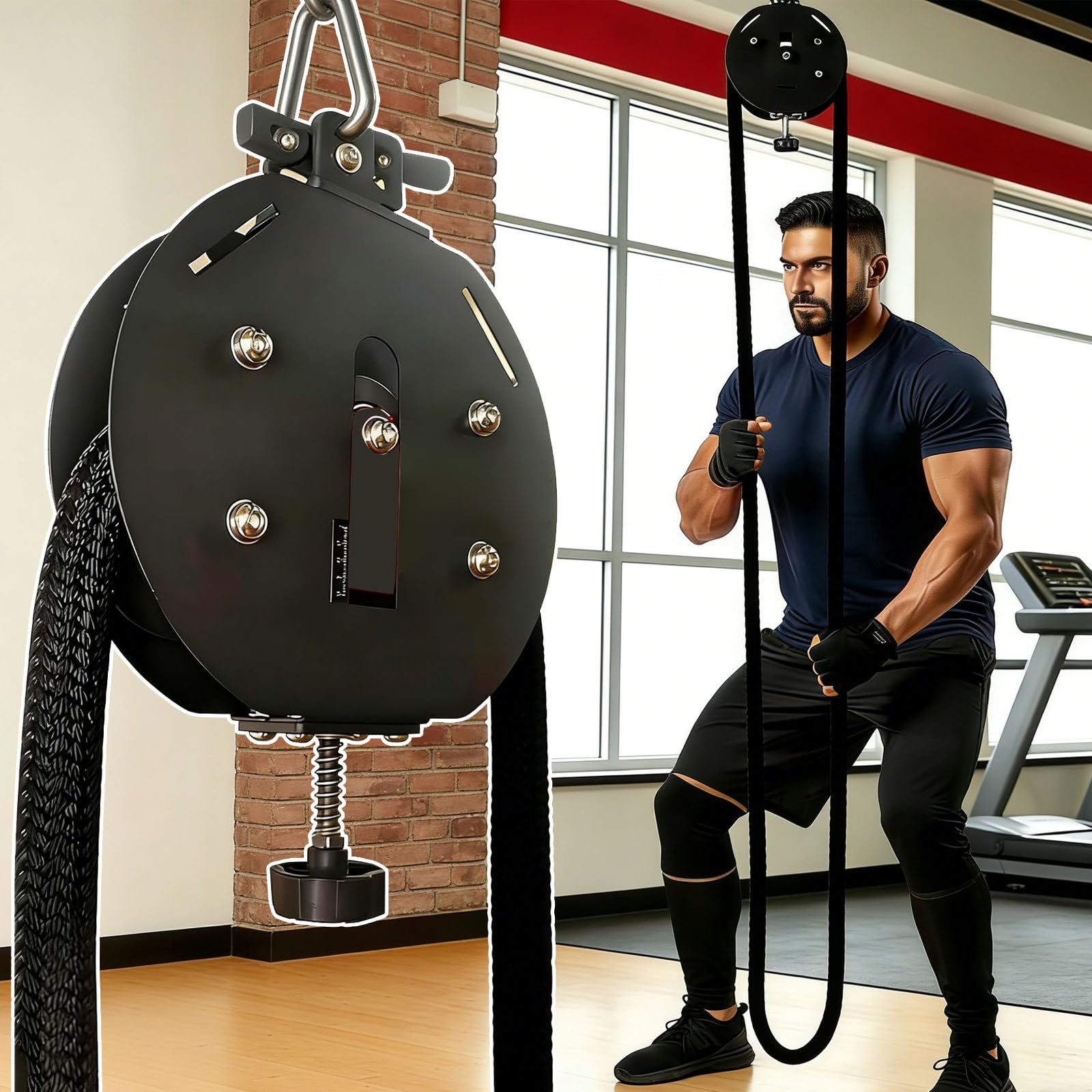 Entrenador De Cuerda Infinita | Máquina De Entrenamiento con Resistencia Ajustable | Polea Gimnasio Casa | Maquina Gimnasio para Entrenamiento De Resistencia por Intervalos Black
