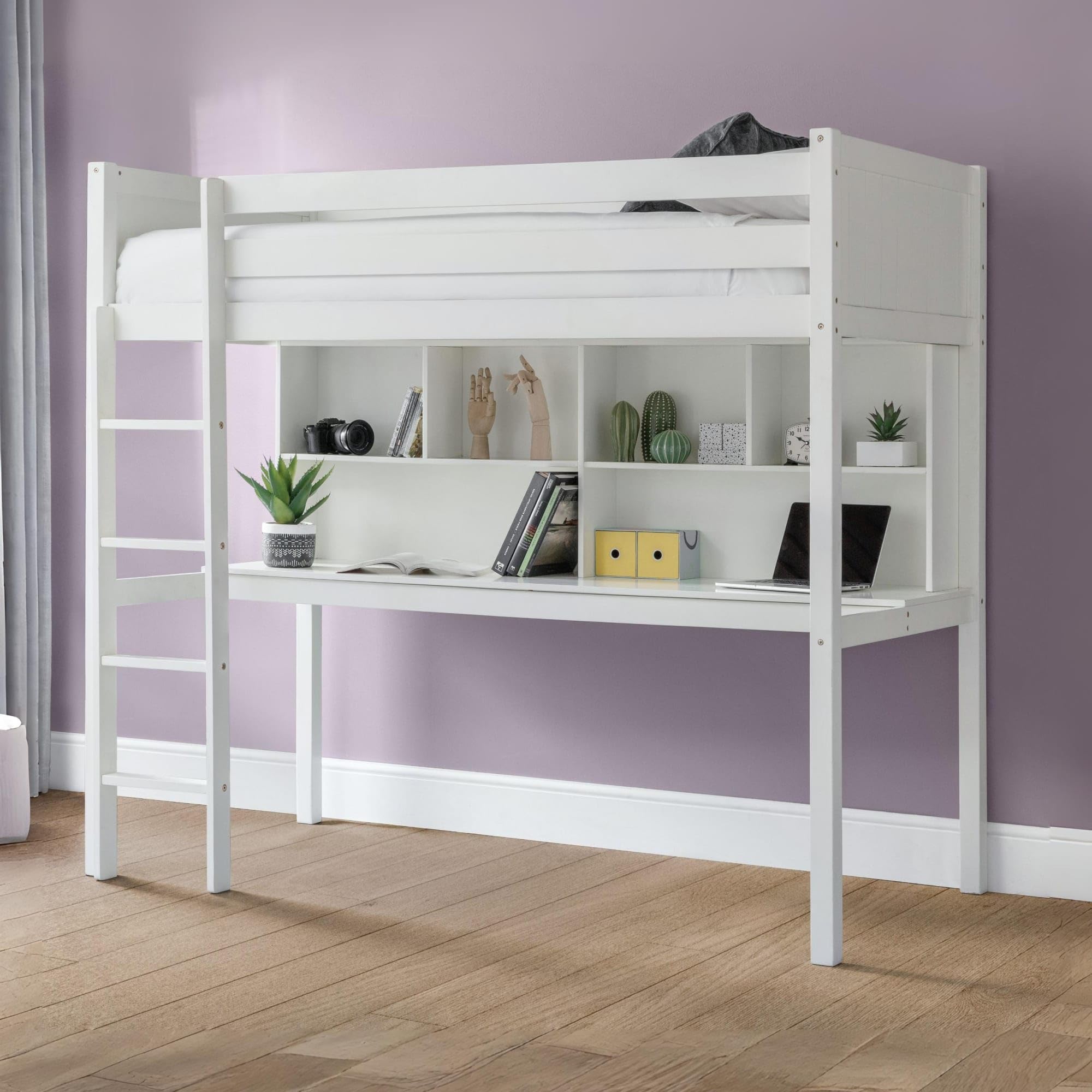 Julian Bowen Titan Surf White Wooden High Sleeper Bed Frame - 3ft Single