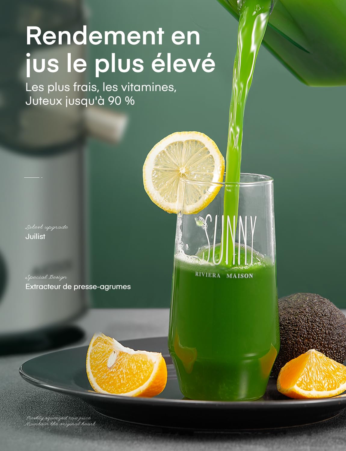 JUILIST Centrifugeuse Extracteur de Jus, pour fruits et Légumes, Goulotte d'Alimentation 65 mm, 3 Réglages, Avec Brosse de Nettoyage, Facile à Nettoyer, Sans BPA