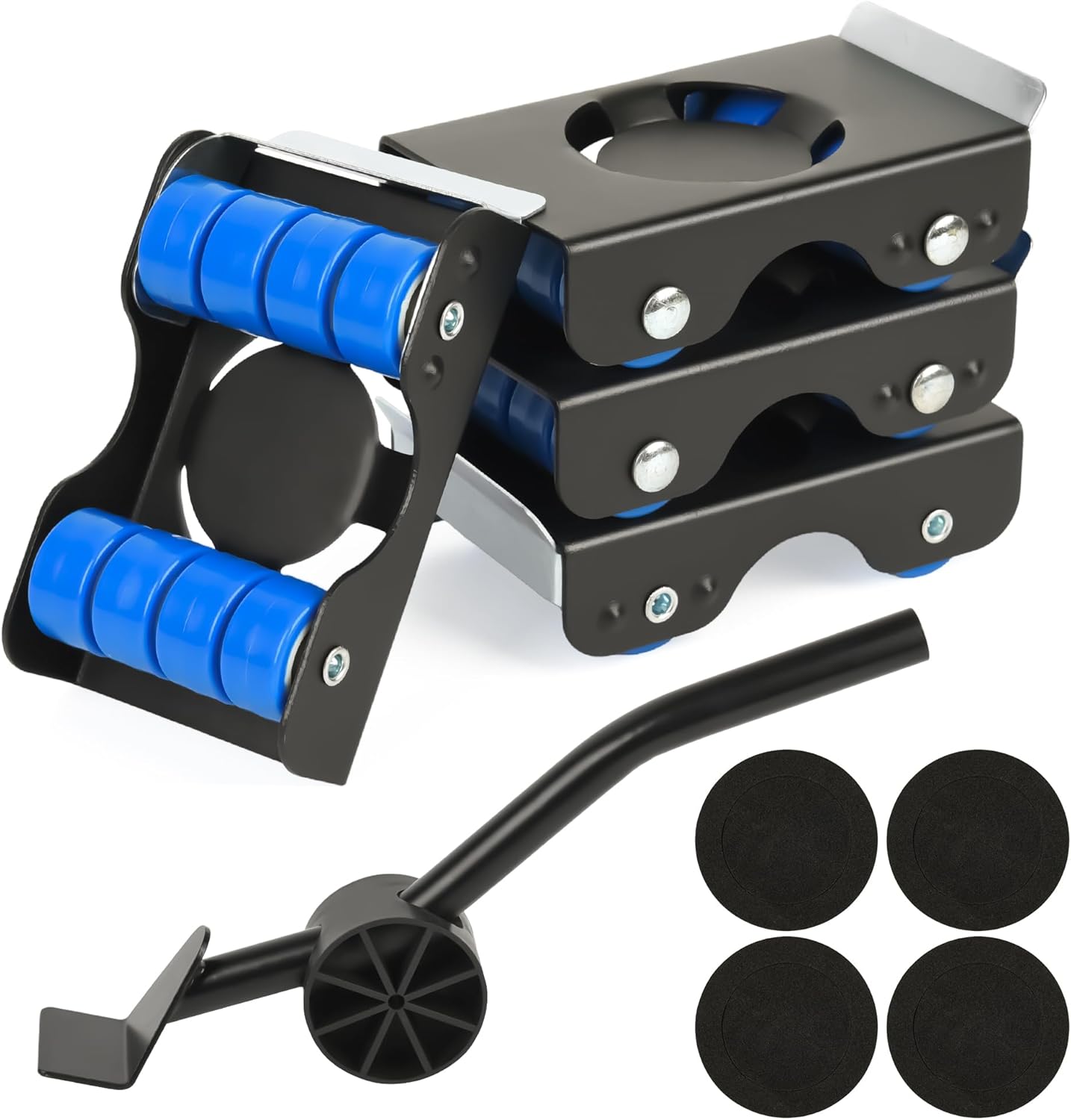 KELLYJAY Furniture Lift Mover Tool Set, 4 Metal Furniture Slider with 8 Wheel Each Transport Shifter for Easy Moving, Heavy Duty Appliance Roller Dolly for Couches, Sofas, Load Capacity Up to 750lbs