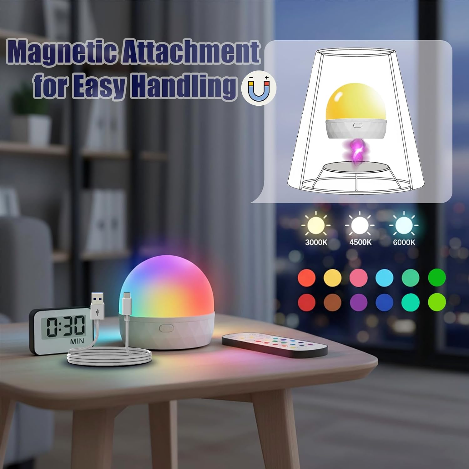 JIMEI Battery Operated Wall Sconces Set of Two, Rechargeable Wall Sconce Wireless Battery Wall Lamp with 15 Colors RGBCW Dimmable Magnetic Bulbs & Remote for Bedroom Living Room Hallway Decor Black