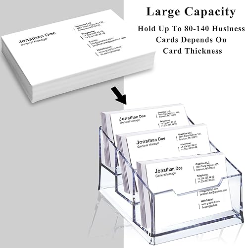 Miniatura 3 de Tarjetero de acrílico transparente, 3 niveles de acrílico transparente de alta calidad, soporte para tarjetas de visita para escritorio, se adapta a