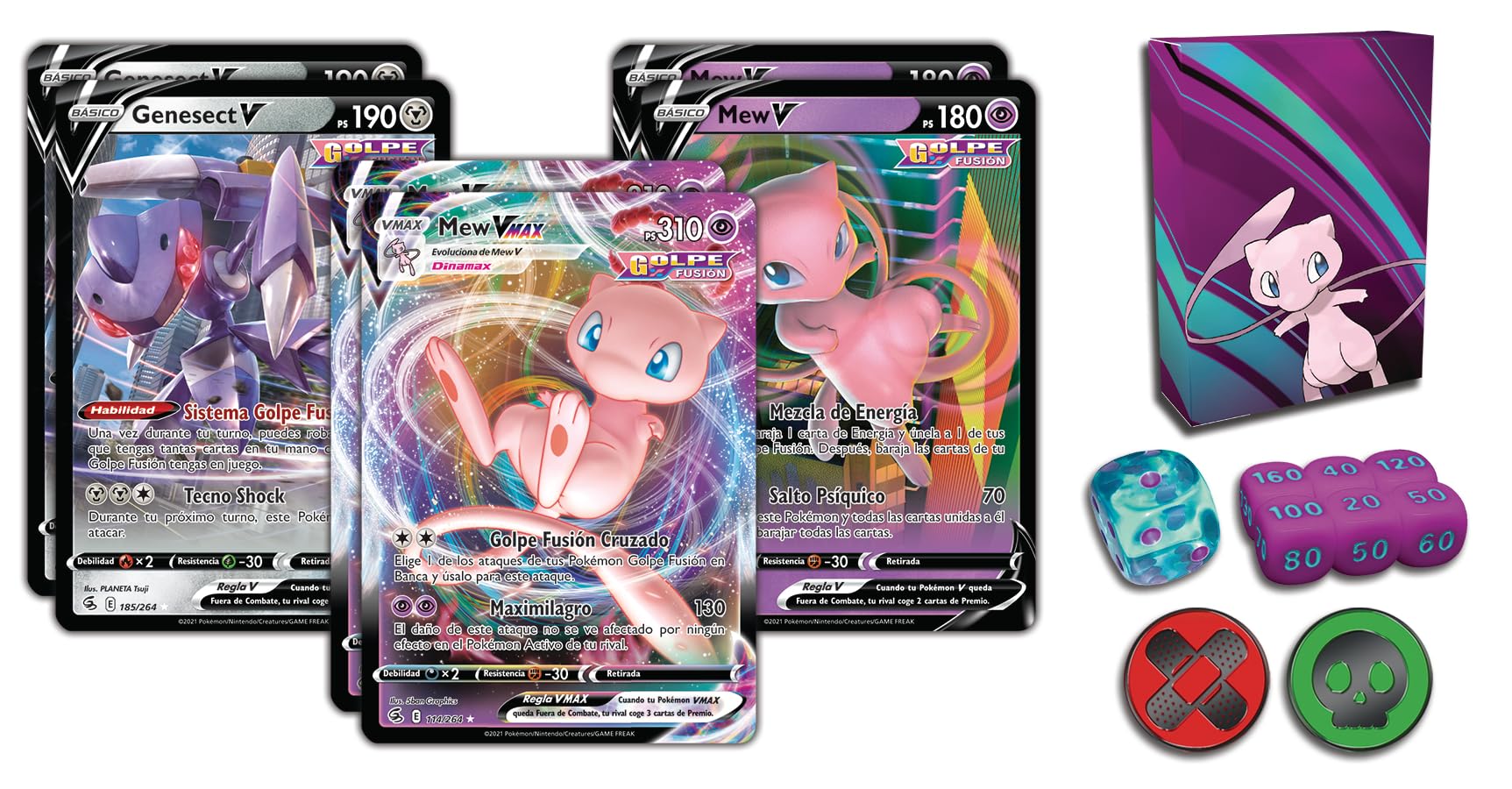 Pokémon: Baraja Combate De Liga De Mew VMAX (1 baraja de 60 Cartas Completa, 6 2 Cartas holográficas)