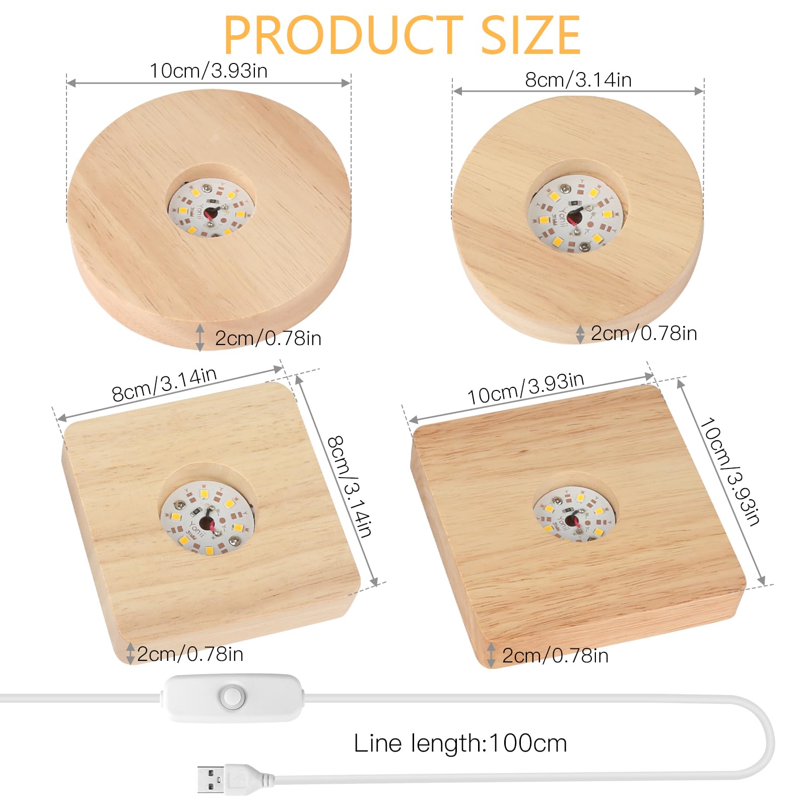 Aubess LED Base, Pack of 4 Wooden LED Light Bases - Image 3