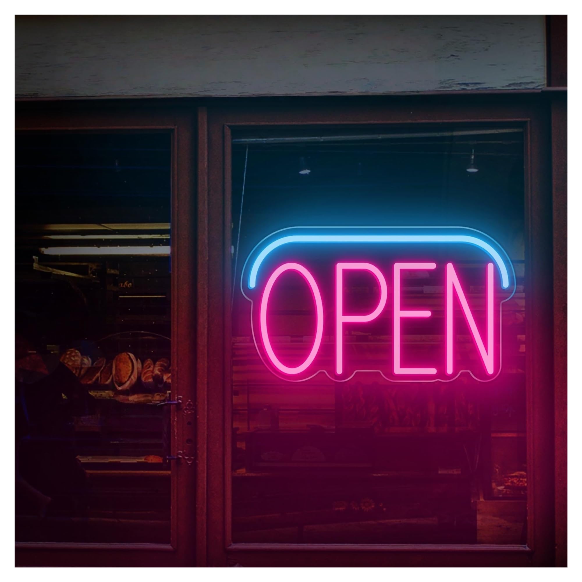 RONGCH Hanging Art Neon Signs Open Neon Sign, Suitable for Store Shop Bar Wall Creative Decor with Brightness Adjustable 38cm