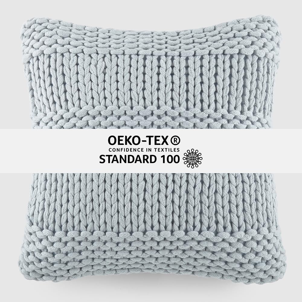 Linen Market Cozy Chunky Knit Acrylic Decor Throw Pillow One Size - Light Blue