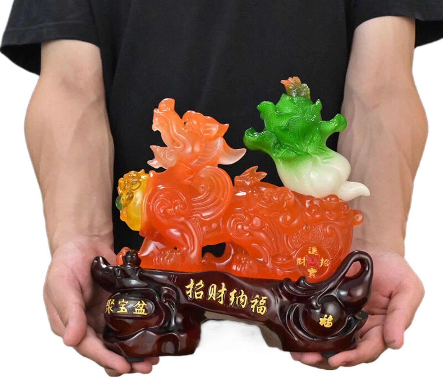 招财貔貅 piyao Practical Gifts for Birthday, Easter, Christmas 白菜摆件 Feng Shui Figurine Home Office Decor Chinese Gifts 家居客厅公司店铺开业乔迁送礼工艺礼品 8858