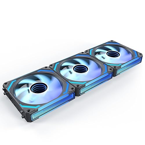 AsiaHorse COSMIQ - Ventiladores de PC RGB de 4.724 in, conector de 5 V, 3 pines, cadena margarita, refrigeración PWM con controlador para carcasas