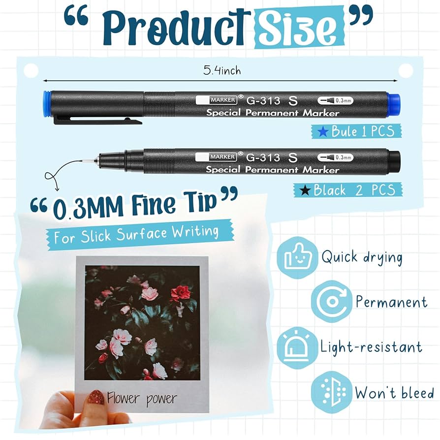 Amazon.com : Dunzoom 3 Pcs Photo Pen, 0.3mm Photo Marker for