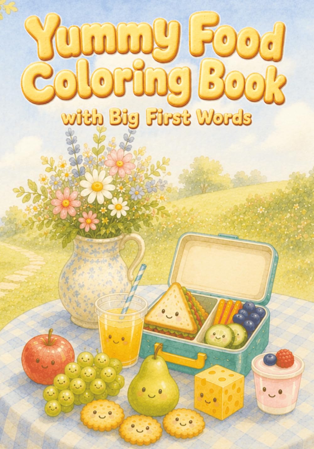 Yummy Food Coloring Book with Big First Words: A Fun First Coloring Book for Toddlers and Preschoolers Ages 2-5
