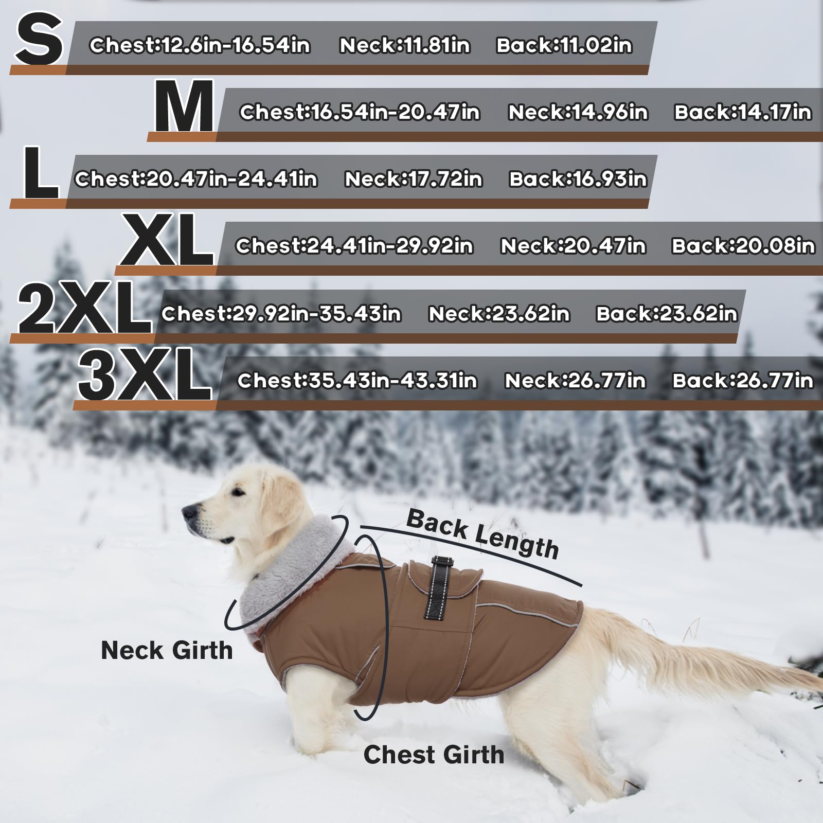 Lelepet Manteaux et vestes chauds pour chiens, manteau d'hiver imperméable pour chien par temps froid, veste matelassée réfléchissante pour chien, manteau pour animal de compagnie avec doublure