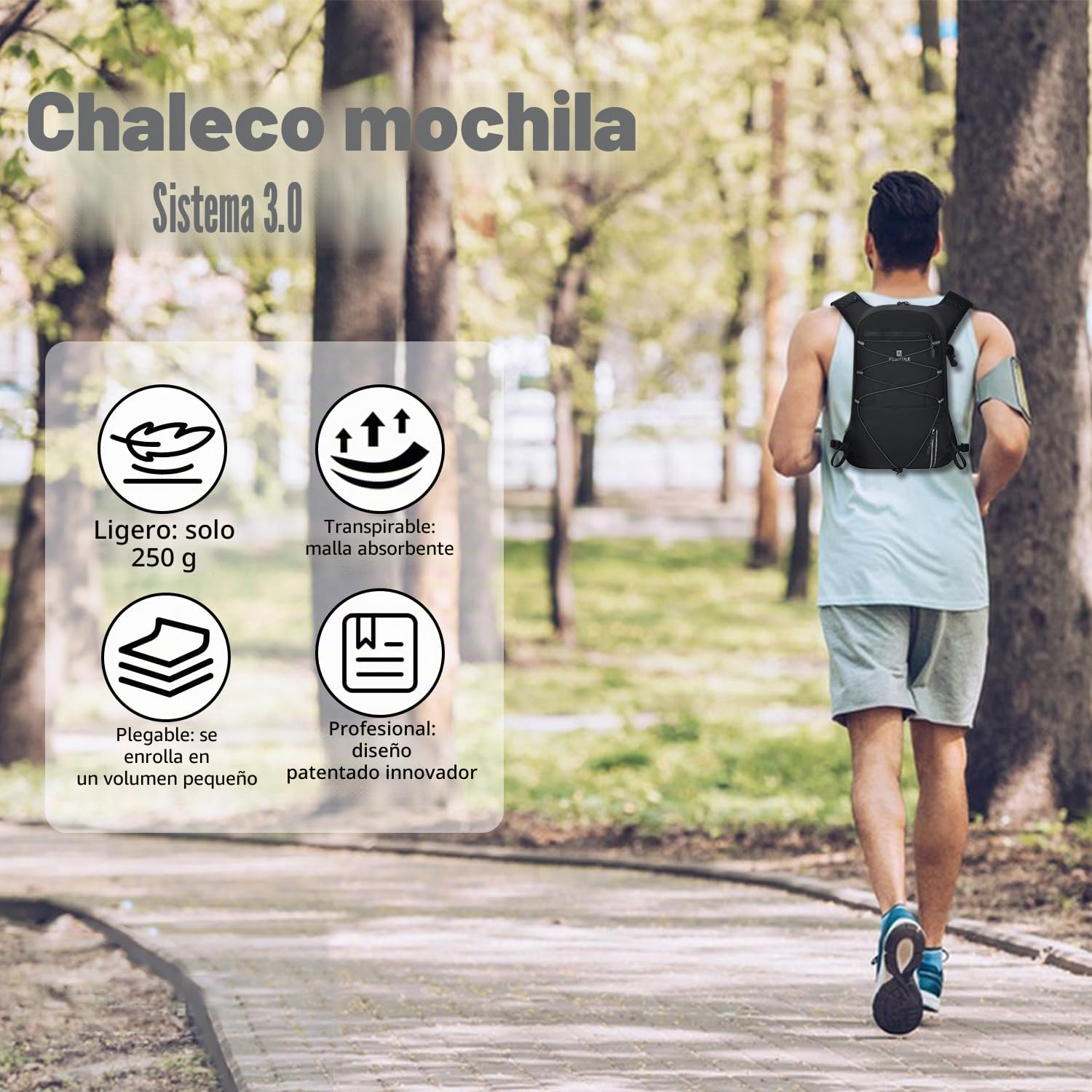 Chaleco para correr para mujer y hombre, mochila de hidratación, mochila para correr, mochila de trail running, mochila ultraligera, mochila para bicicleta, senderismo, maratón