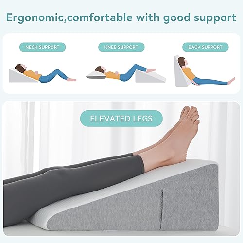 Miniatura 5 de Sunny Heart Almohada de cuña de 10 pulgadas para dormir, almohada de espuma viscoelástica suave para cabecero, almohada triangular para apnea