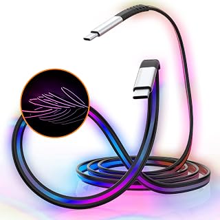 USB C to USB C Cable, 6FT 4 Colors Changing LED USB C Cable 60W/3A Light up Fast Charging USB Type C Charger Cord for iPad Air/iPad Pro, MacBook Pro, Samsung Galaxy S21/S10/S9/Plus (RGB)