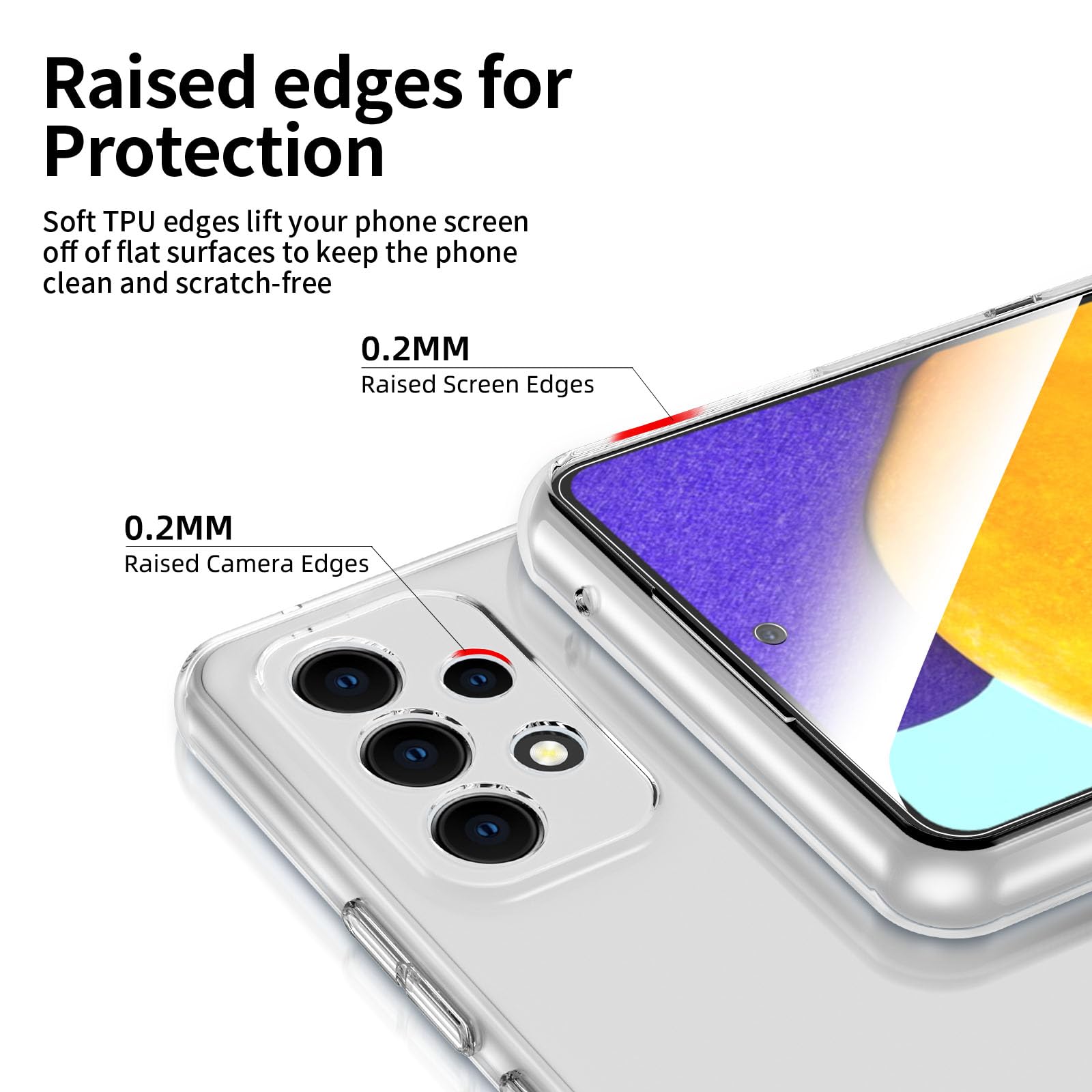 NEW'C Cover per Samsung Galaxy A52 5G A52s 5G Ultra Trasparente Silicone Gel TPU Morbido e 2 × Vetro Temperato per Samsung Galaxy A52 5G A52s 5G Pellicola Protettiva Schermo - Vista 3