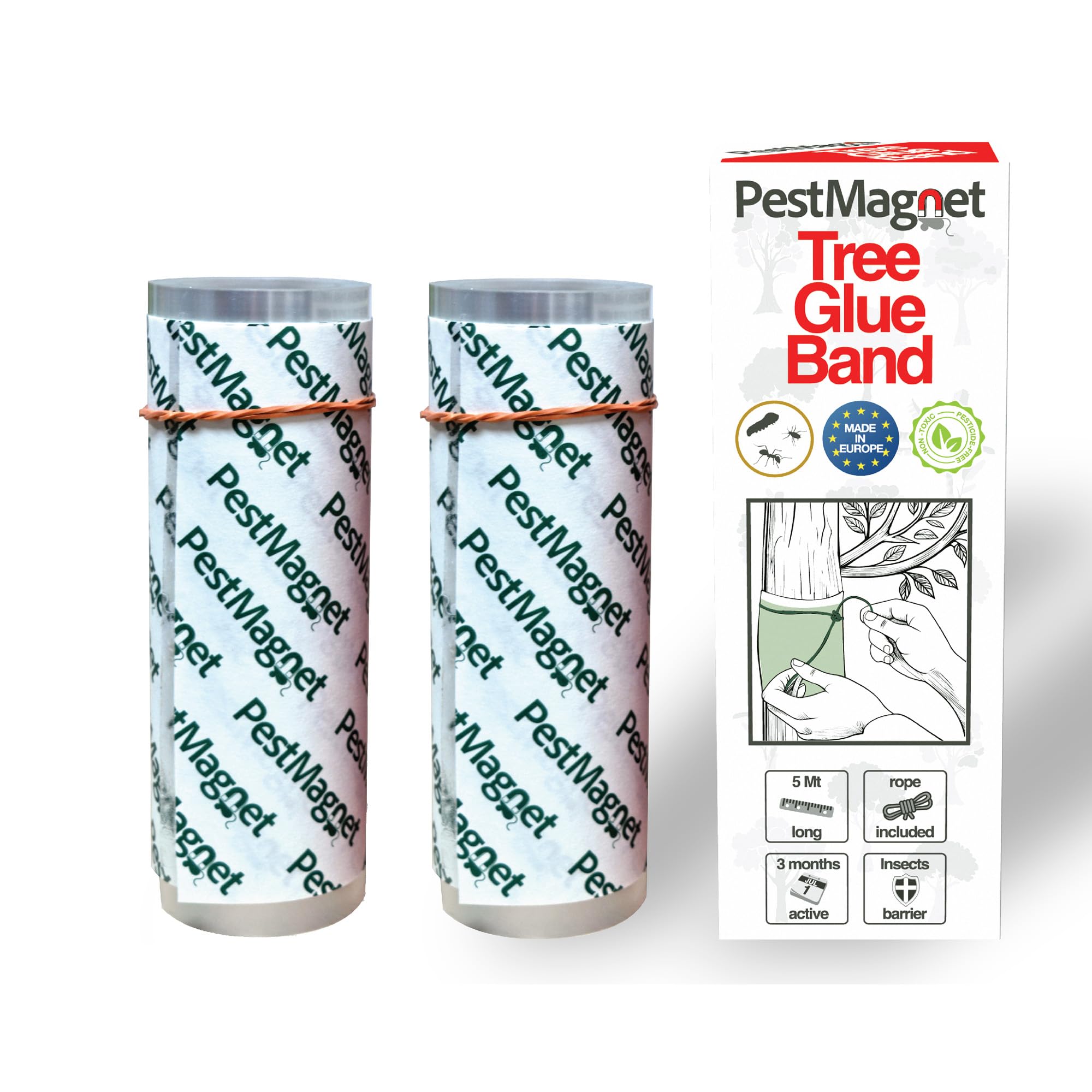 2x 5m Tree Glue band – clear - Traps Crawling Insects, Ants, Caterpillars – Non-Toxic, Water-Resistant – Sticky Tape for Fruit Trees and Gardens – Easy to Apply