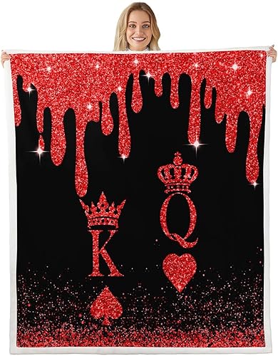 Miniatura 17 de Manta de franela King y Queen, manta de vellón con corona para decoración de habitaciones, manta de lentejuelas doradas para sofá y sofá, manta