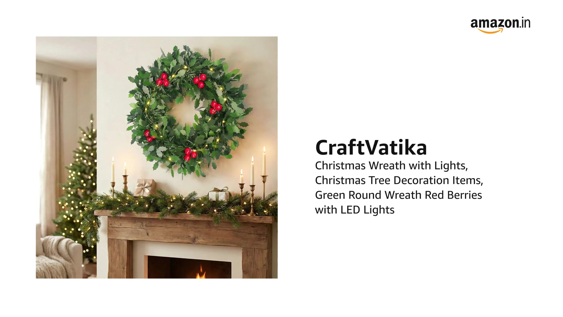 Buy CraftVatika Christmas Wreath with Lights, Christmas Tree