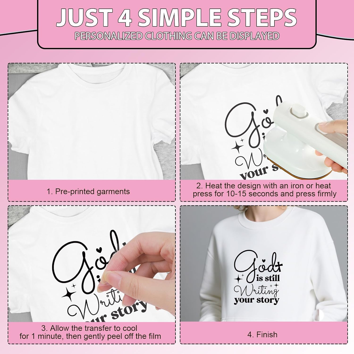 Dtf Transfers Ready to Press - 48 Pcs Bible Verse Iron on Patches for T-Shirts, Inspirational Christian Iron on Stickers Heat Transfer Vinyl Decals for DIY Fabric Clothes Decor