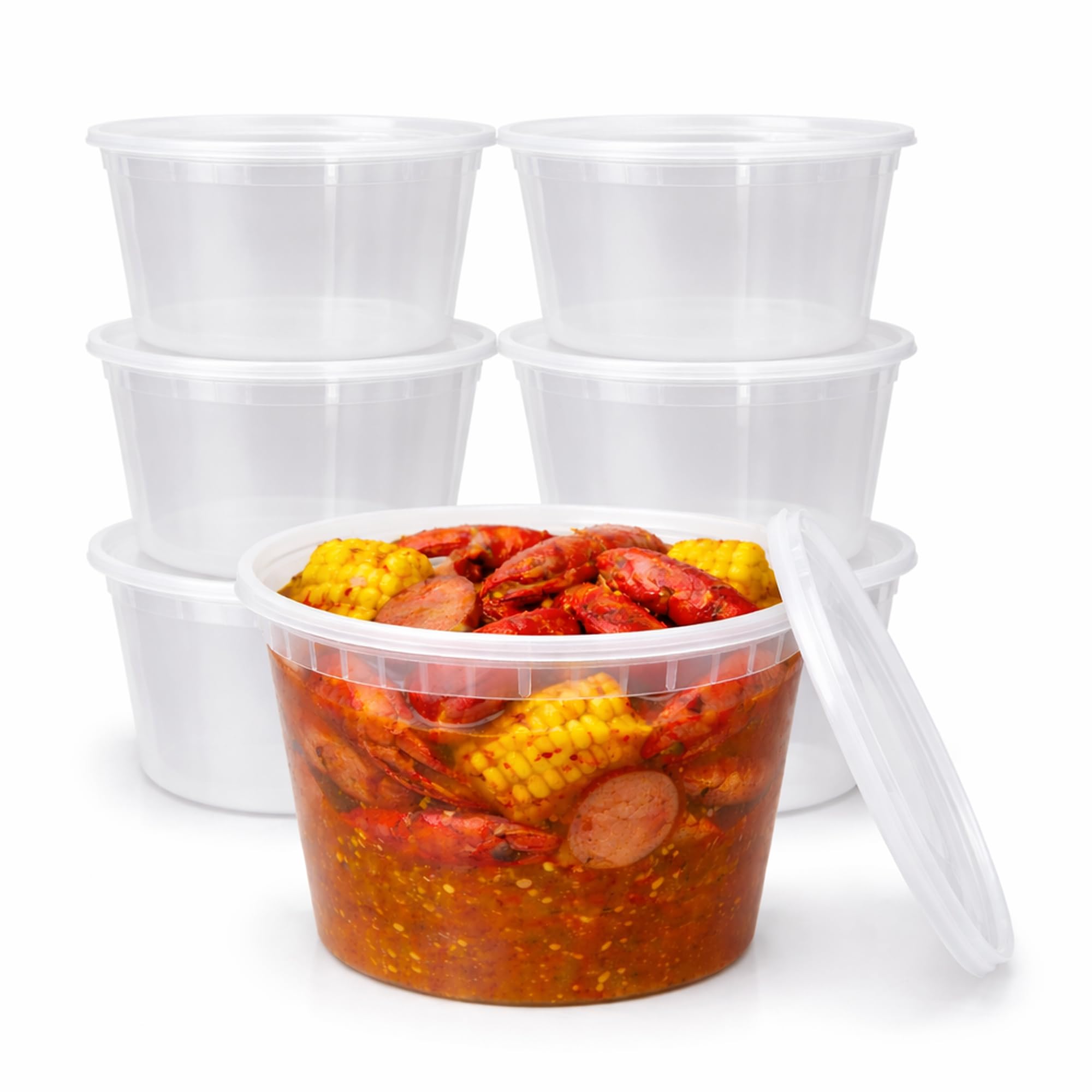 12 oz. Contenedor de plástico translúcido para microondas y tapa Combo Pack-12 juegos