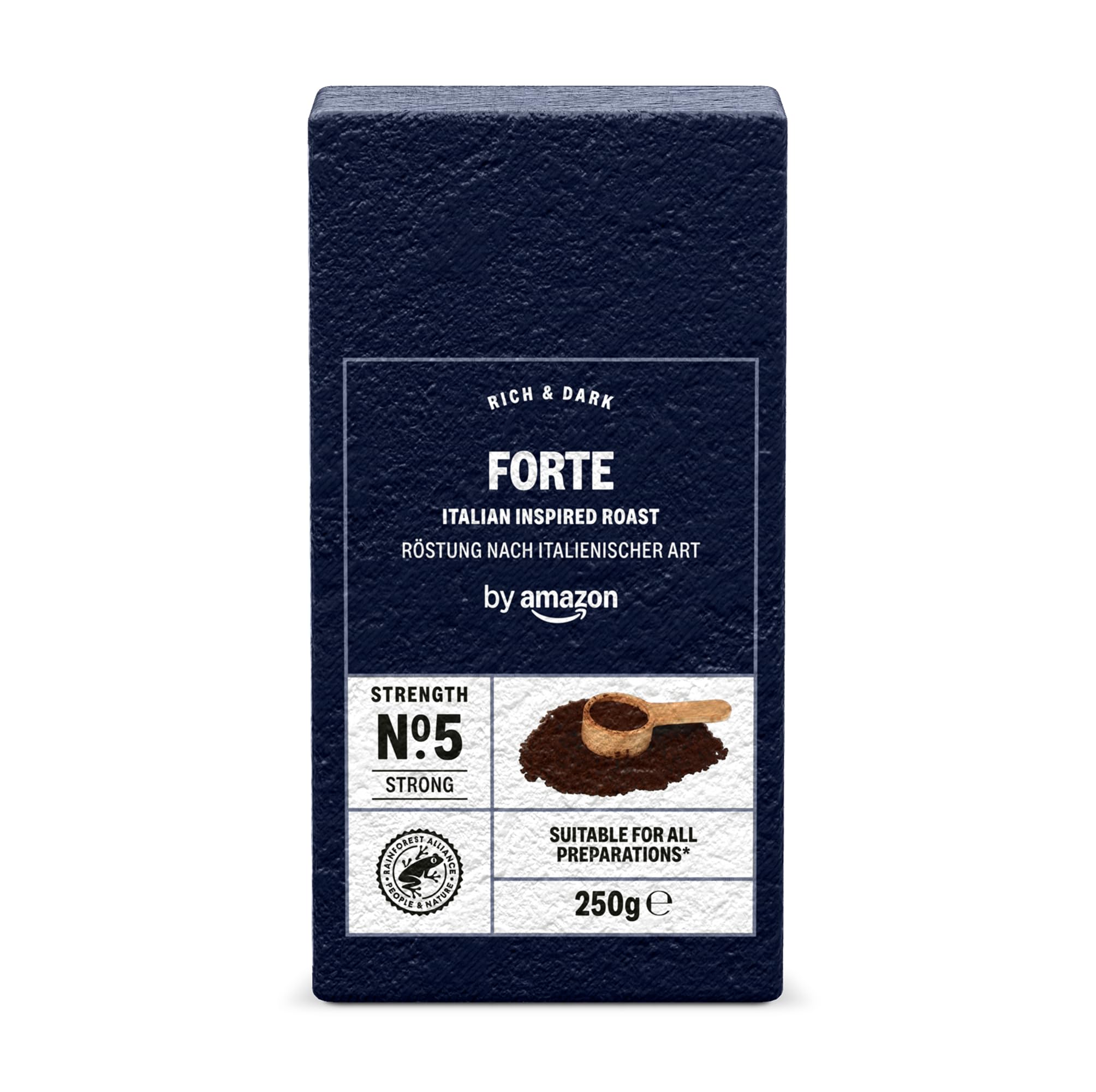 by Amazon Forte Gemahlener Röstkaffee Röstung Nach Italienischer Art Intensität: 5 - Kräftig, 250g