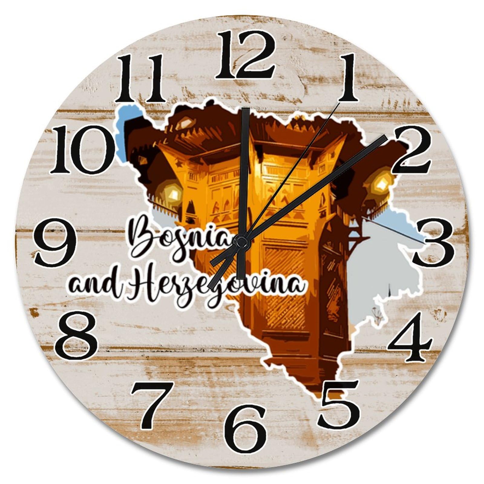 Horloge Bosnie-Herzégovine de 38,1 cm pour salon et décoration murale de ferme